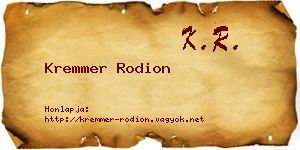 Kremmer Rodion névjegykártya